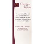 Clarion Inn 100% Satisfaction Guarantee Card