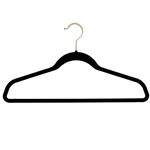 Black Velvet Coated Plastic Hanger with Brass Hook