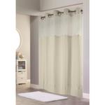 Escape Hookless Fabric Shower Curtain with Chrome Rings and Snap-In Liner - Beige with Beige Stripe
