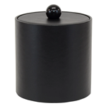 3 Qt Round Leatherette Ice Bucket w/ Liner and Padded Lid, Wood Knob