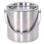 2 Qt. Double Metal Wall Ice Bucket w/ Bar Lid & Handle - Brushed Steel Room Collection